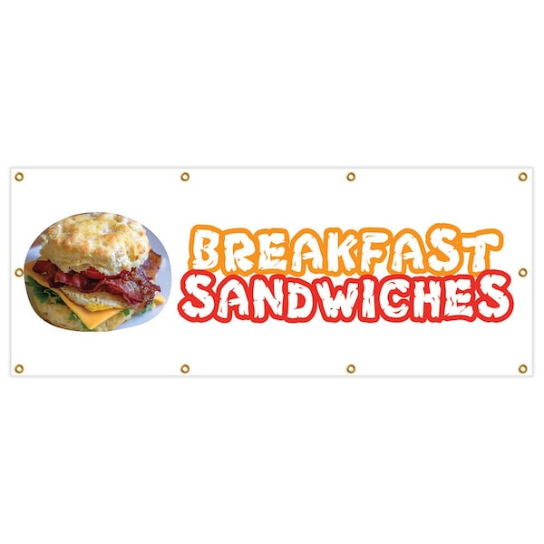 Breakfast Sandwiches Banner Heavy Duty 13 Oz Vinyl with Grommets